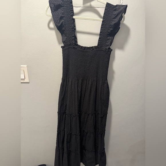 Elegant Black Smocked Maxi Dress - Picture 1 of 4